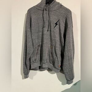 Aviator nation heathered gray kanagroo zip pocket hoodie m